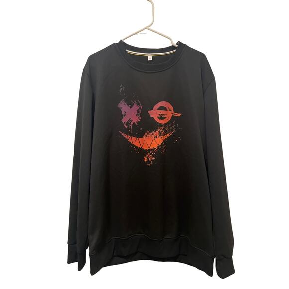 Men's Pumpkin Face Halloween Crewneck Sweatshirt Black New Size XXL - Picture 1 of 7